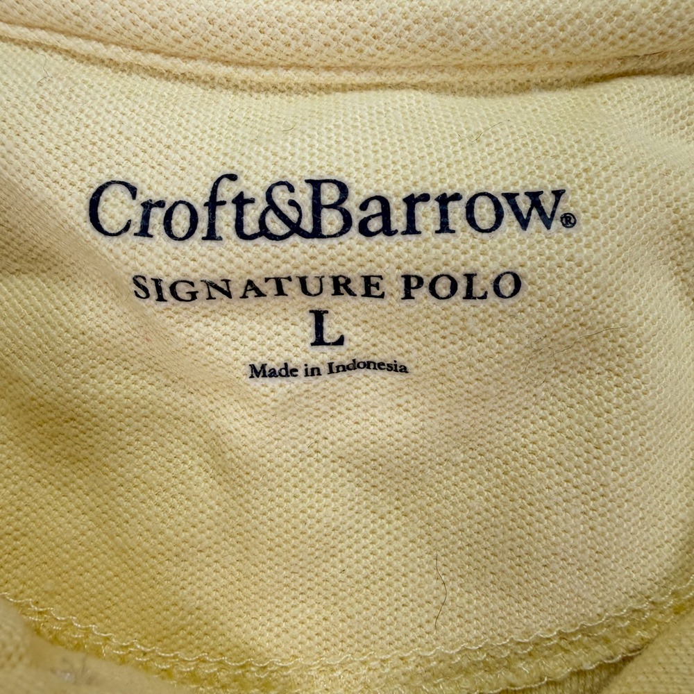 Croft & Barrow Mens Polo Shirt Regular Yellow Short Sleeve Cotton L - Picture 4 of 7
